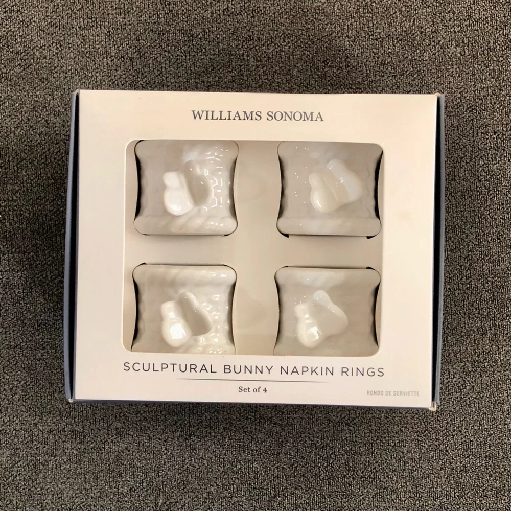 Williams Sonoma Sculptural Bunny Butterfly Napkin Rings, Set of 4